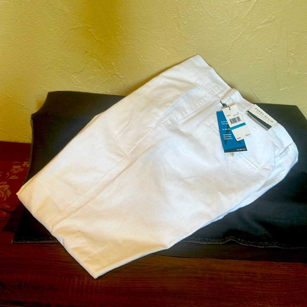 Perry Ellis Portfolio white linen pants 36x32
